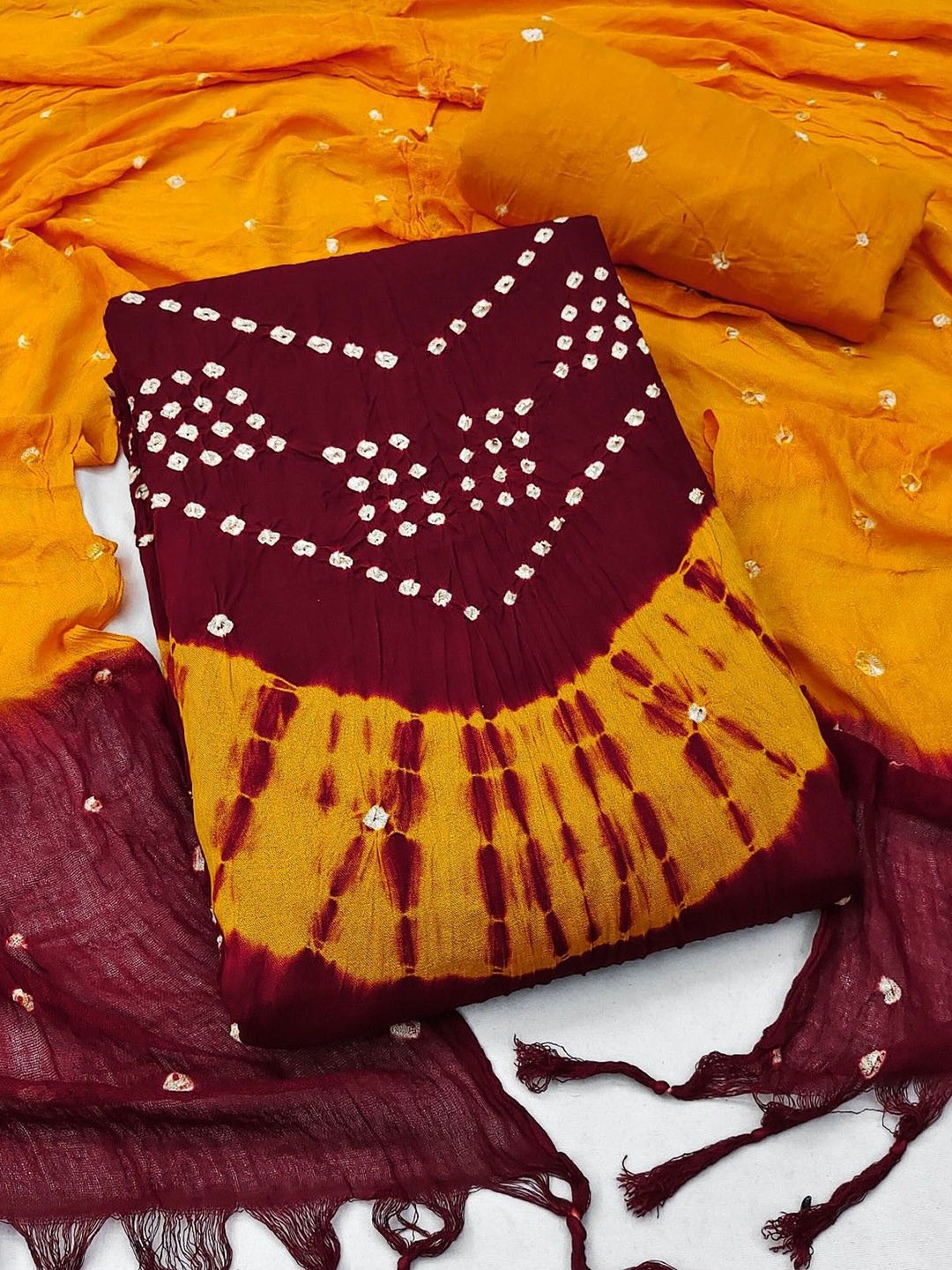 

mimi design Unstitched Dress Material, Maroon