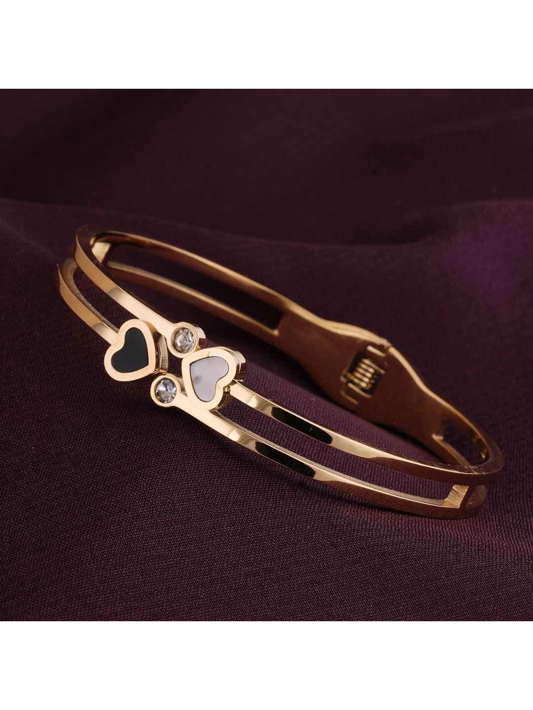 

PALMONAS Women Cubic Zirconia Gold-Plated Kada Bracelet