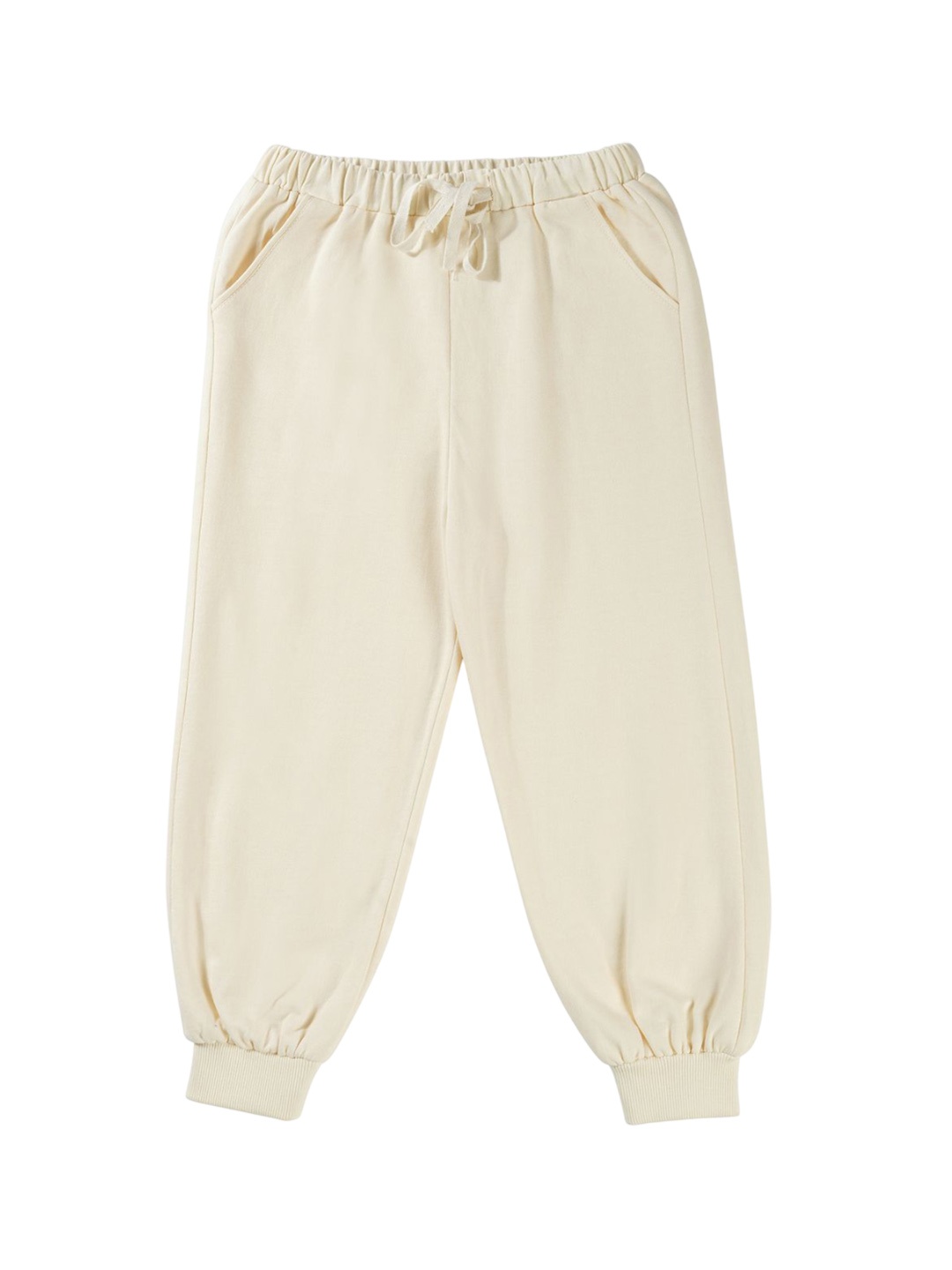 

EARTHY TWEENS Kids Regular Fit Cotton Joggers, Off white