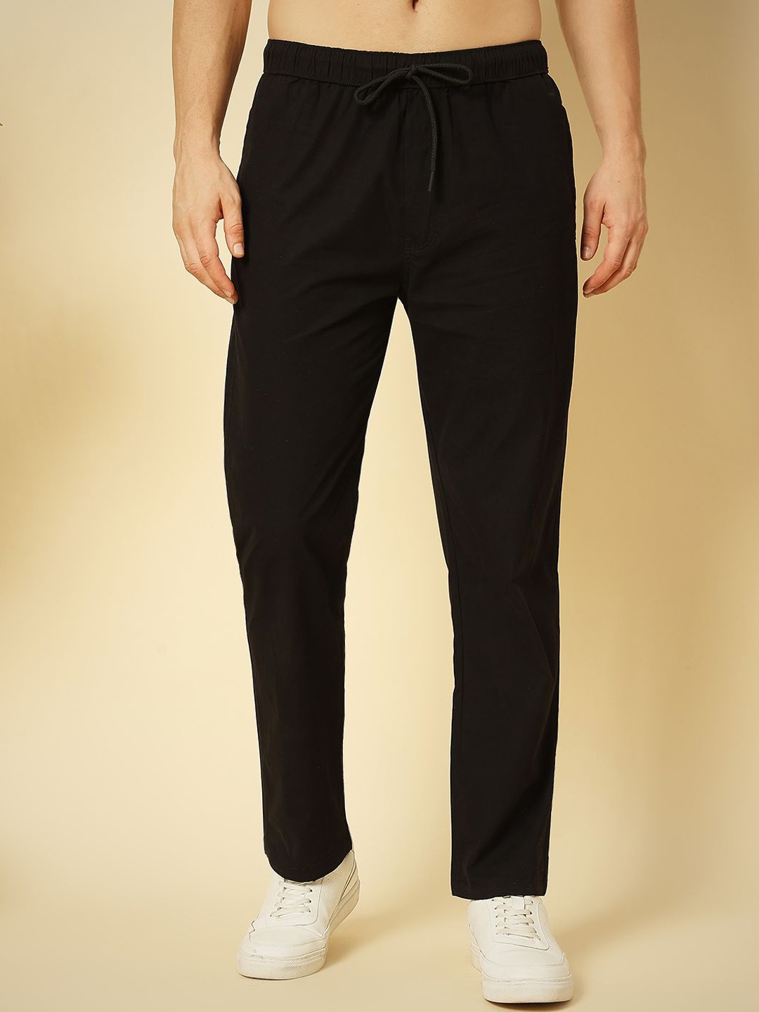 

ENSPYR Men Cotton Regular Fit Track Pants, Black