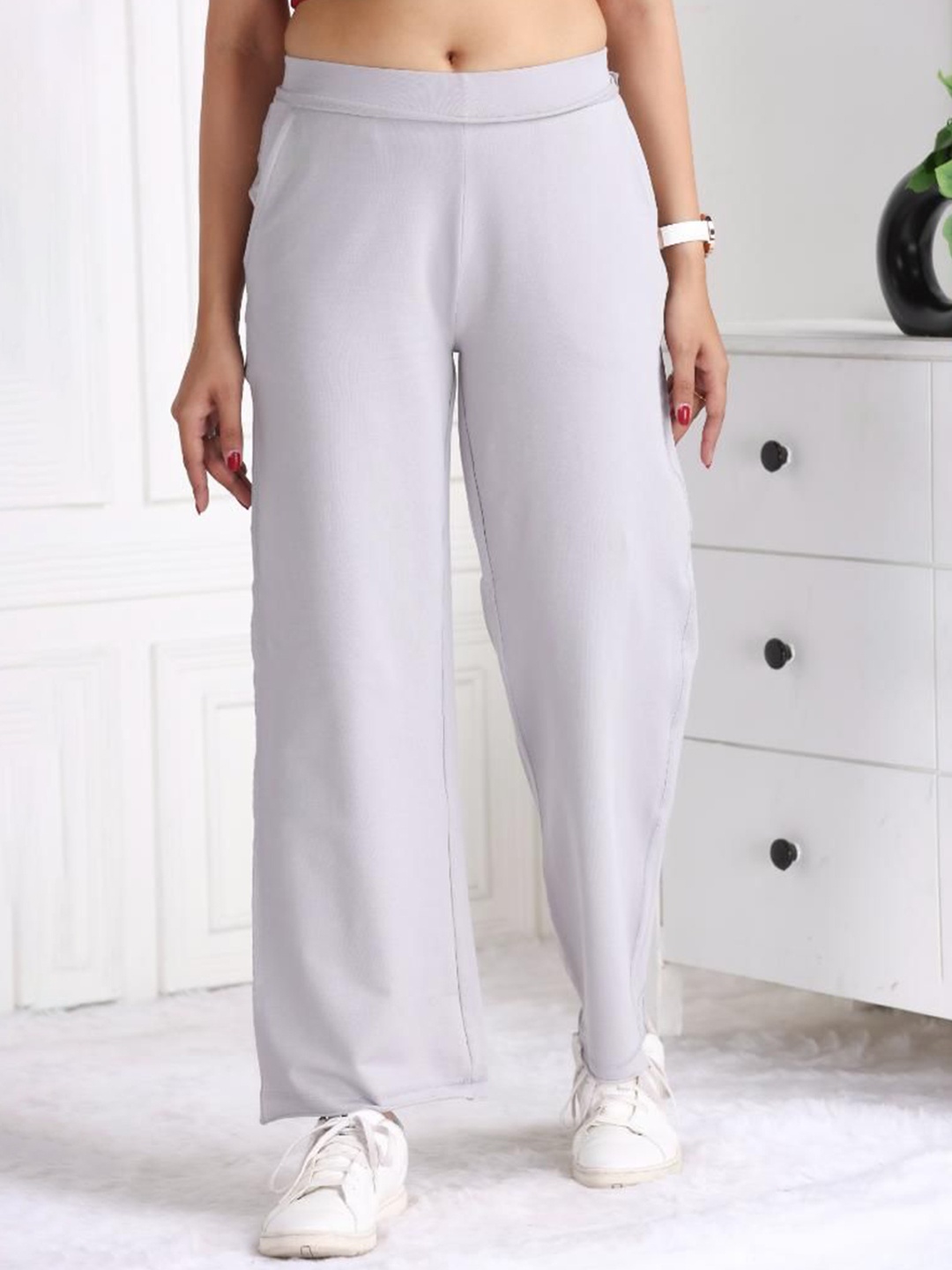 

Mlada Women Cotton Original All Day Wide Flare Easy Wash Bootcut Trouser, Grey