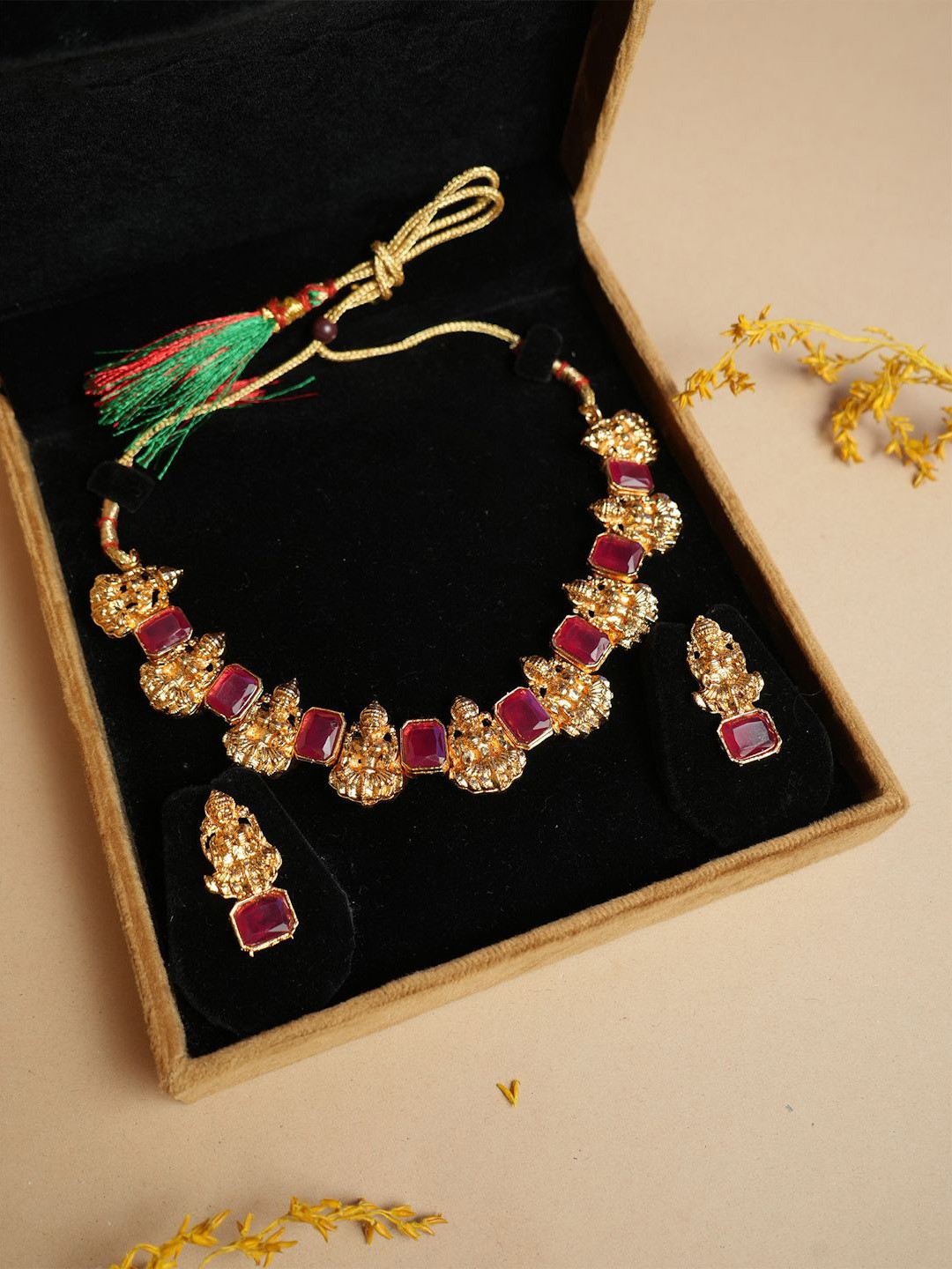 

VIRAASI Gold Plated Stone Studded Jewellery Set