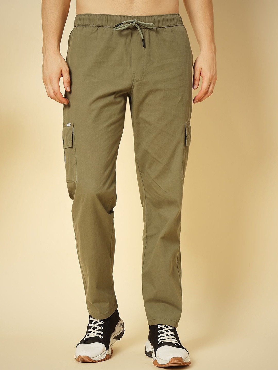 

ENSPYR Men Cotton Regular Fit Track Pants, Olive