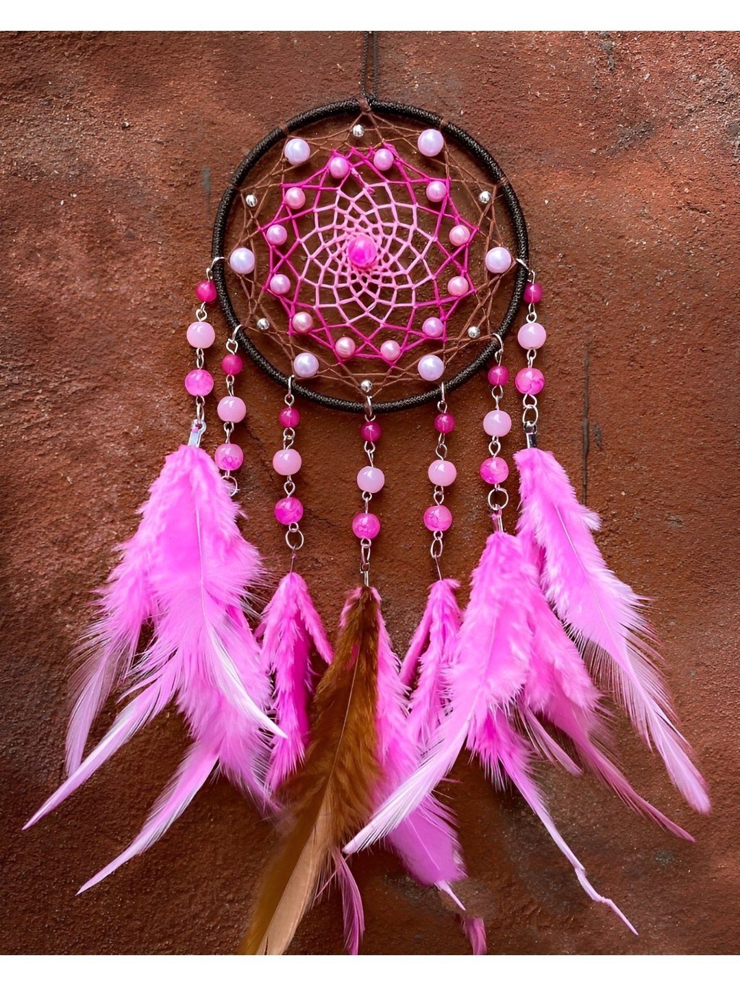 

UVID ART AND CRAFT SUPPLIES Hanging Dream Catcher, Pink