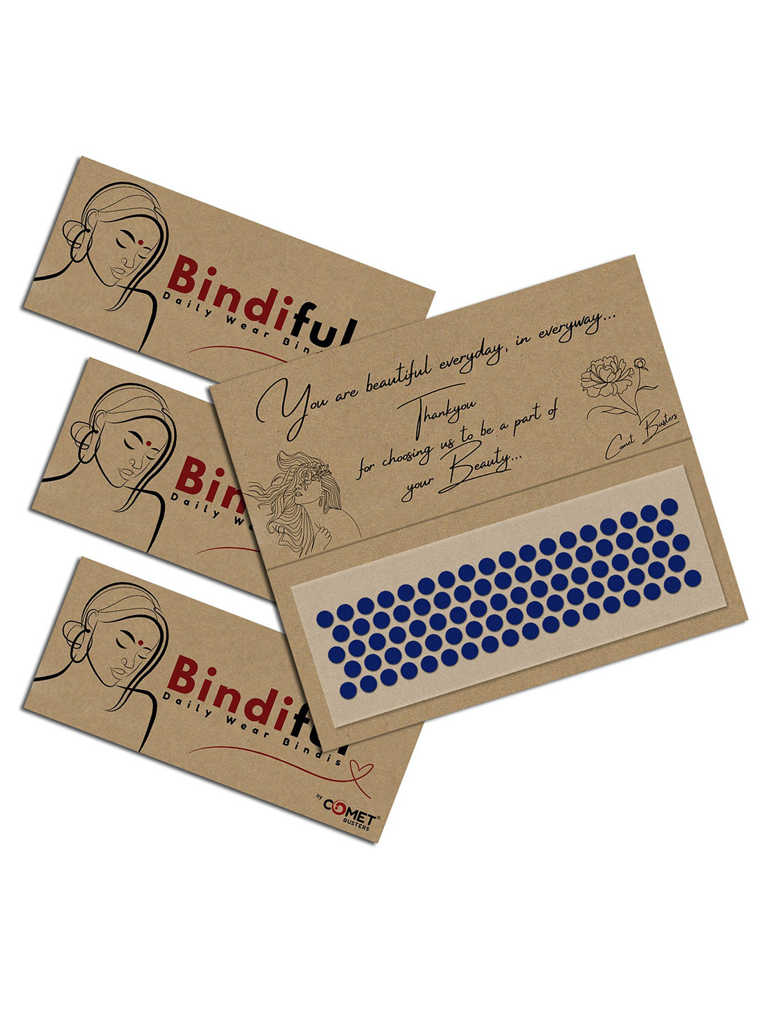 

Comet Busters Bindiful Set Of 3 Traditional Bindis - Navy Blue