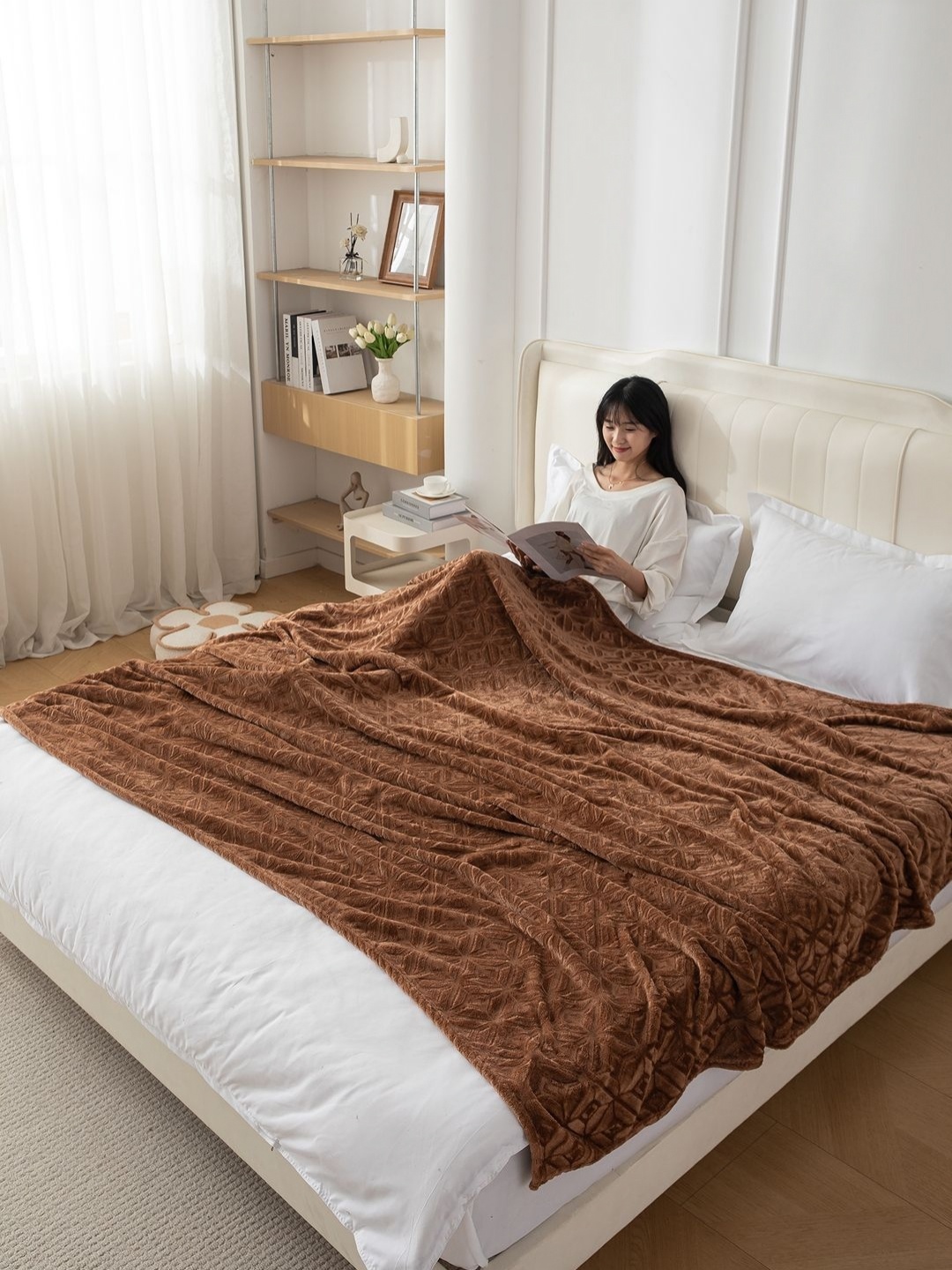 

HOKIPO Brown Fleece 210 GSM Double Bed Blanket