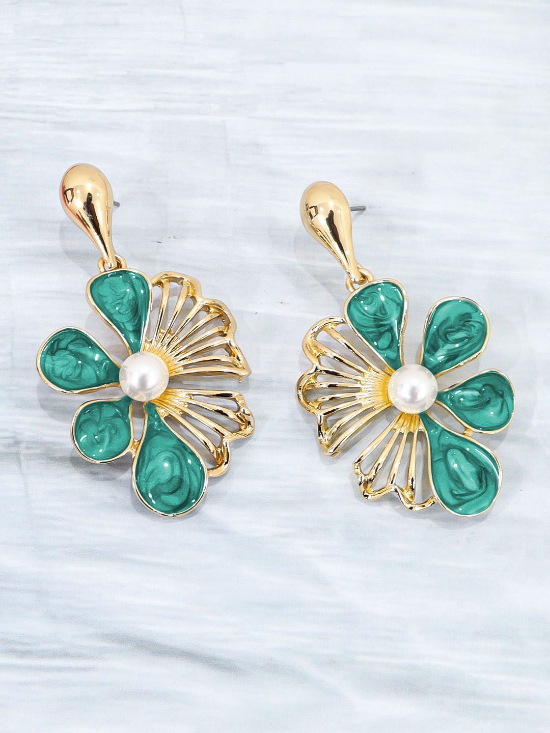 

VAGHBHATT Floral Drop Earrings, Green