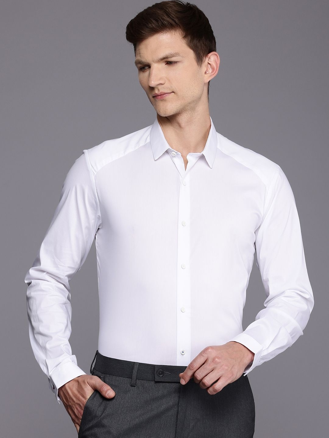 

Louis Philippe Ath.Work Super Slim Fit Opaque Semiformal Shirt, White