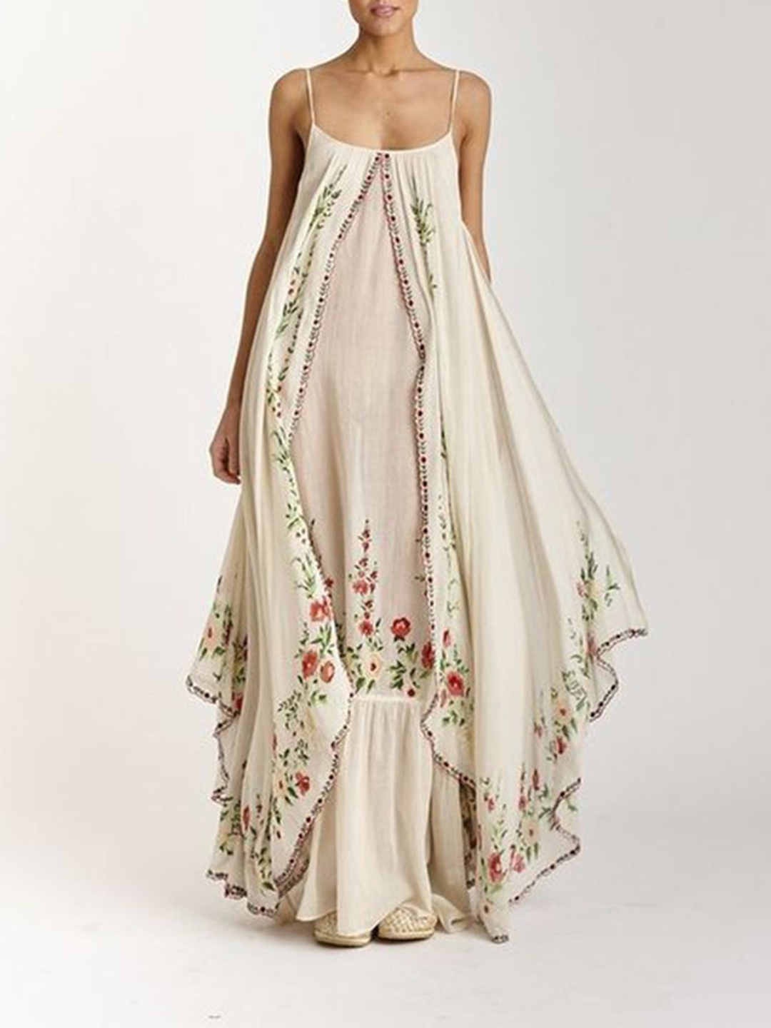 

bebe Floral Print Maxi Dress, Beige