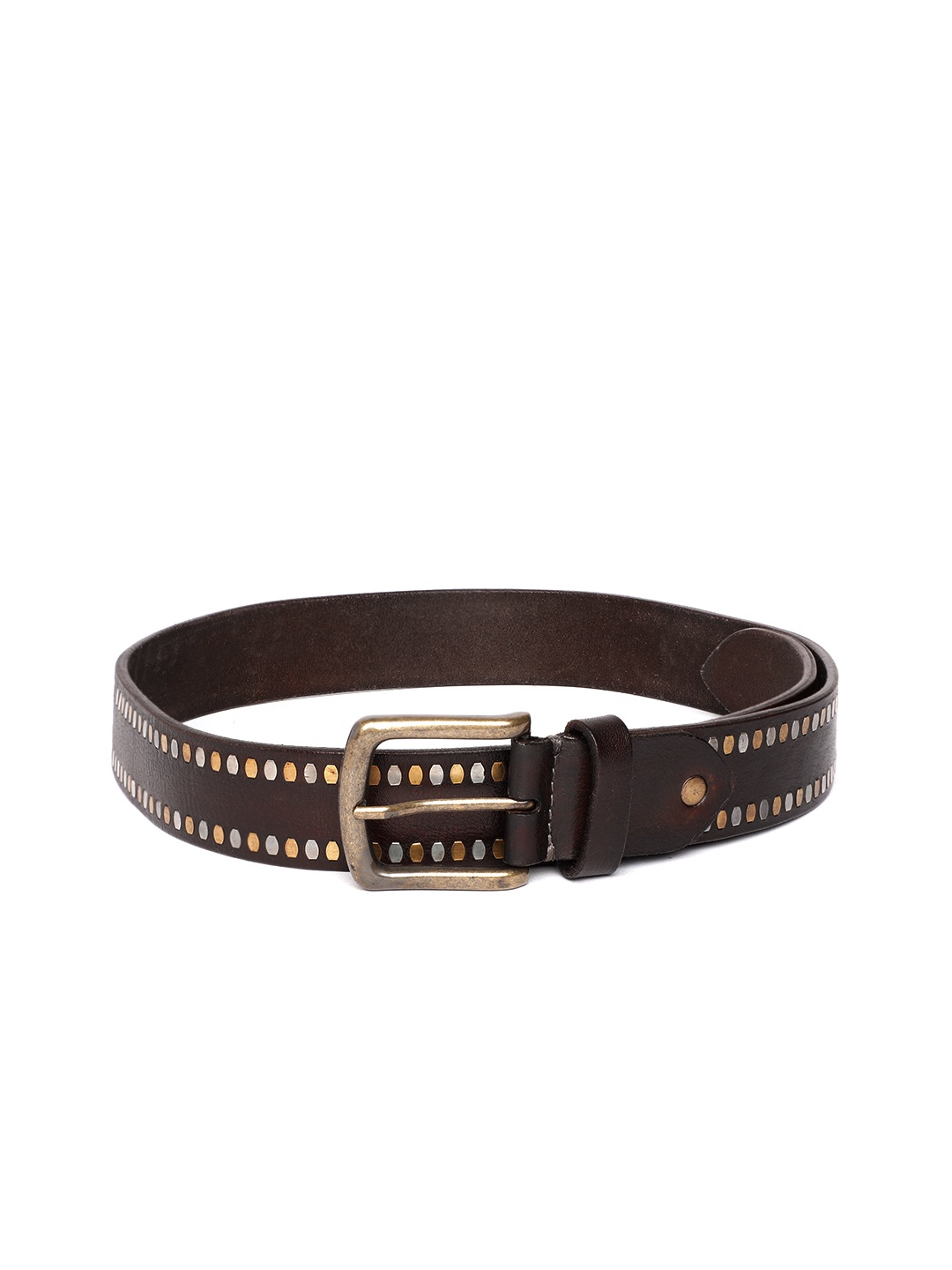 

ART N VINTAGE Men Embellished Leather Belt, Black