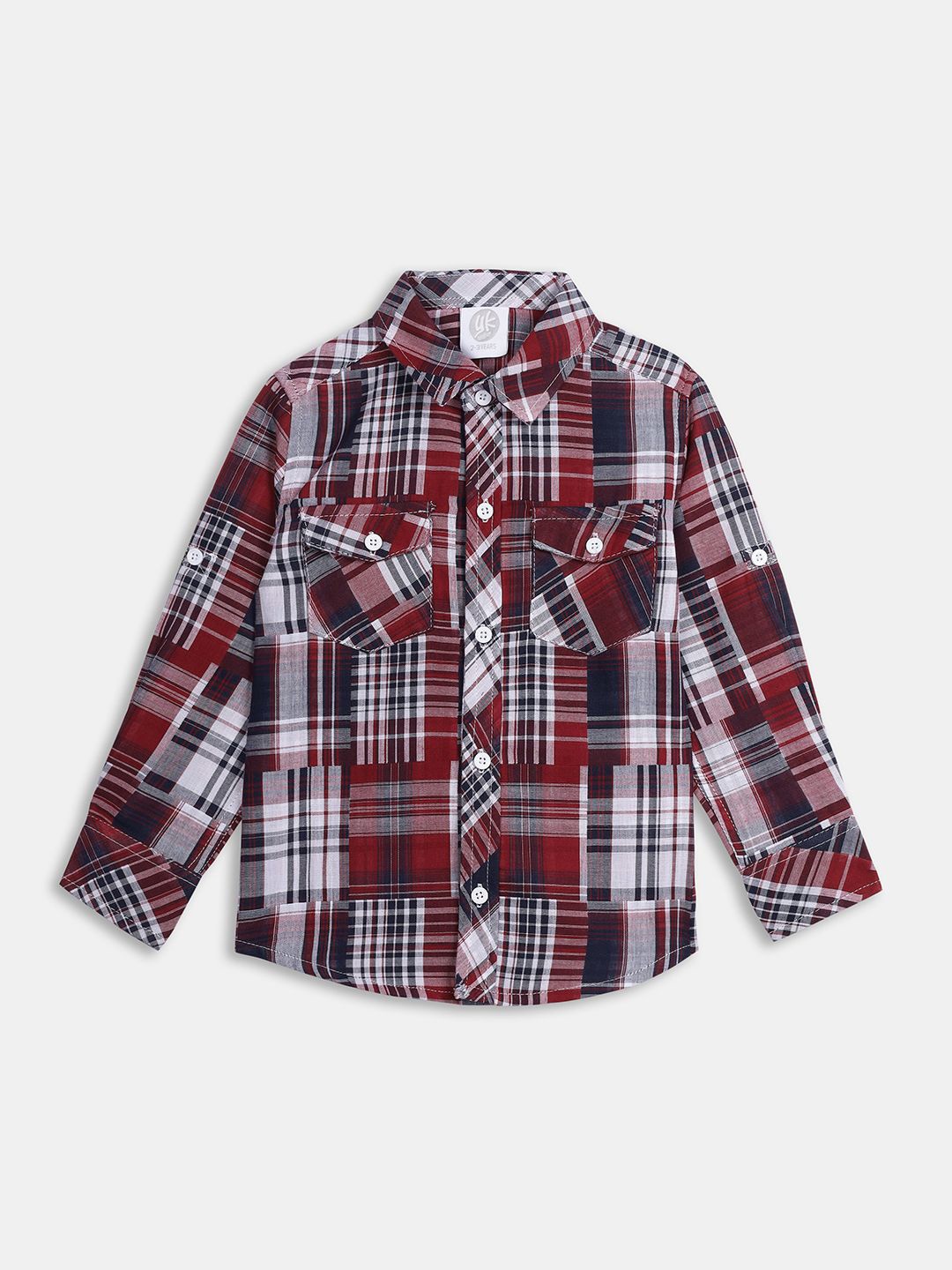 

YK Boys Classic Tartan Checks Opaque Checked Casual Shirt, Red