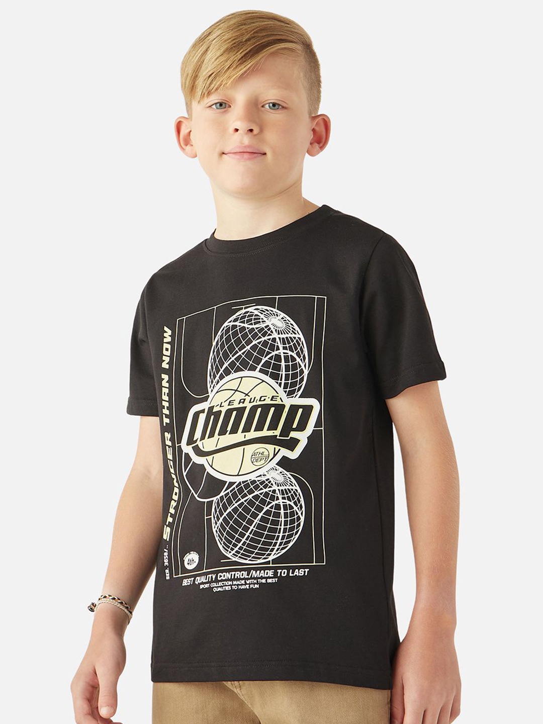 

Juniors by Babyshop Boys Printed Cotton Top, Black