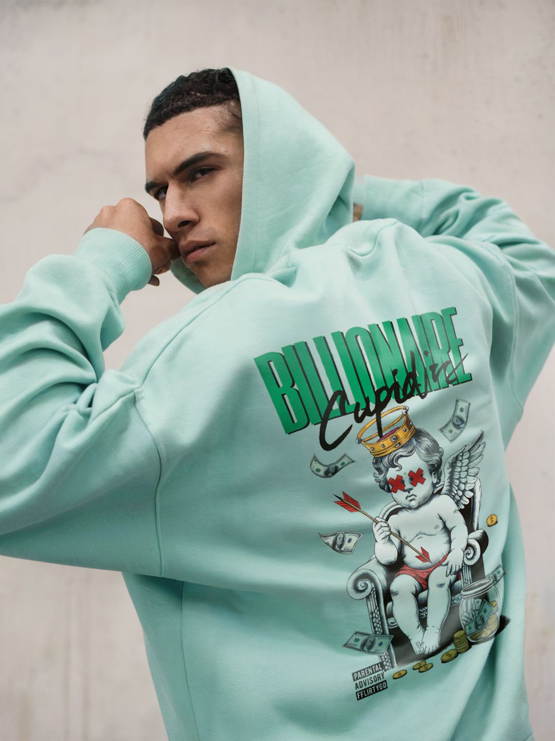 

FFLIRTYGO Men Graphic Printed Hooded Neck Pullover Sweatshirt, Green
