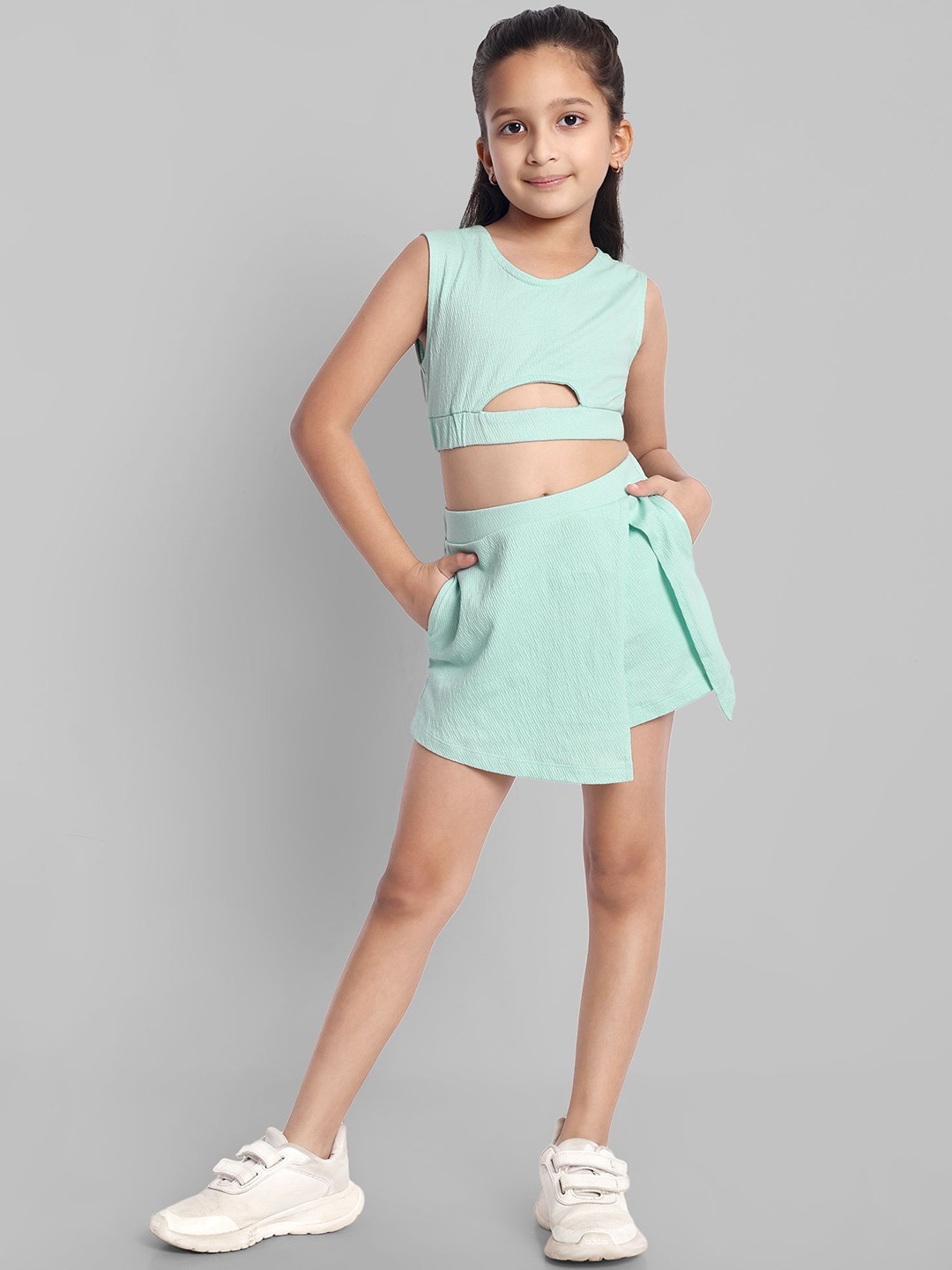 

ONE SKY Girls Top with Skirt, Green