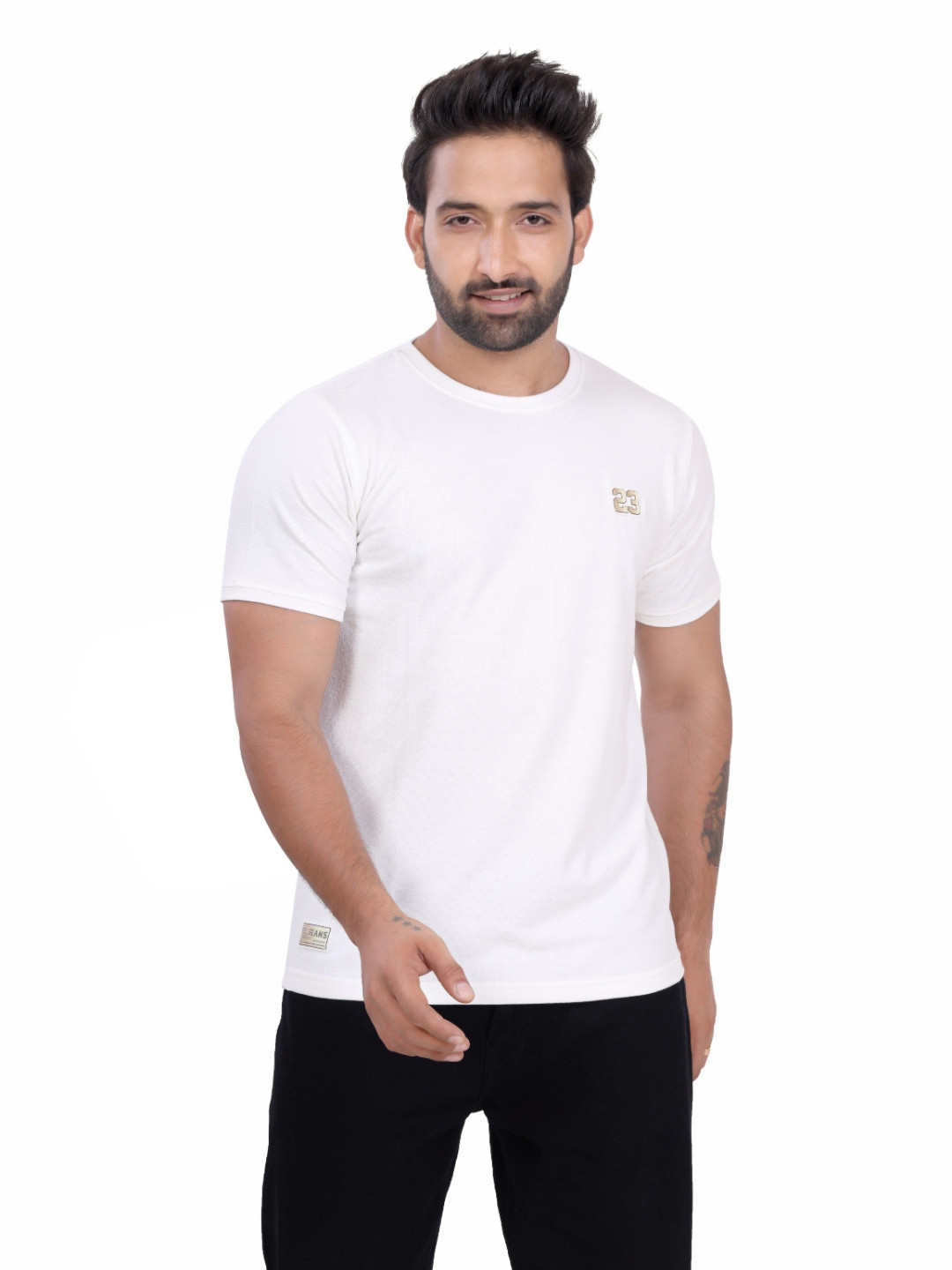 

JOE POLLEN Men Brand Logo Slim Fit T-shirt, White