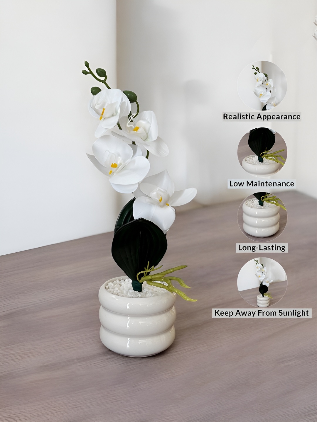 

Art Street White 1 Pieces Orchid Artificial Flower With Pot