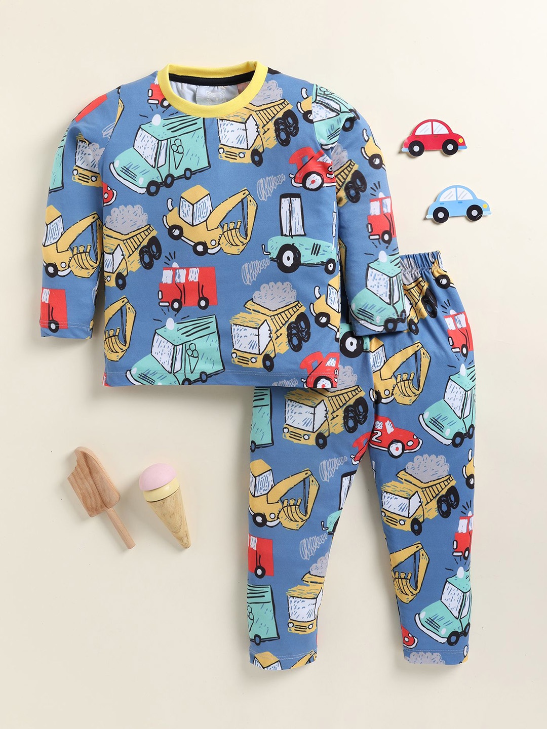

YK Boys Printed Night suit, Blue