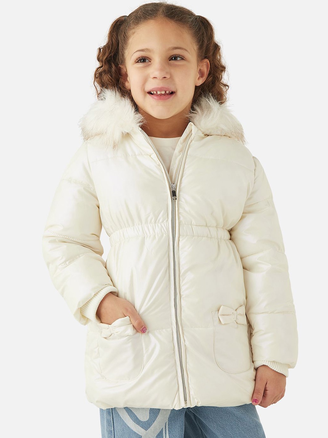 

Juniors by Babyshop Girls Polyester Puffer Jacket, White