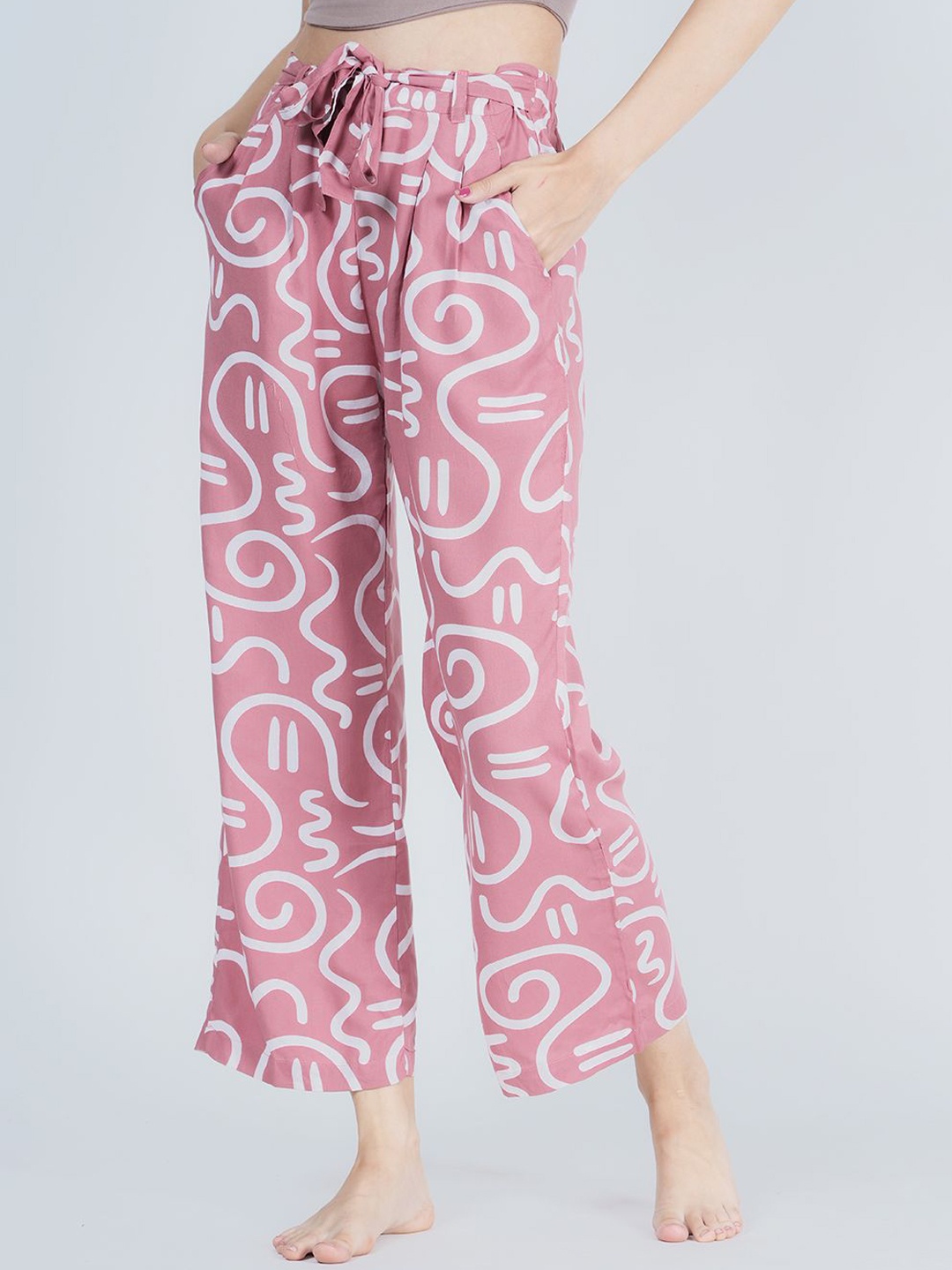 

Style Shoes Women Printed Mid-Rise Lounge Pant, Pink