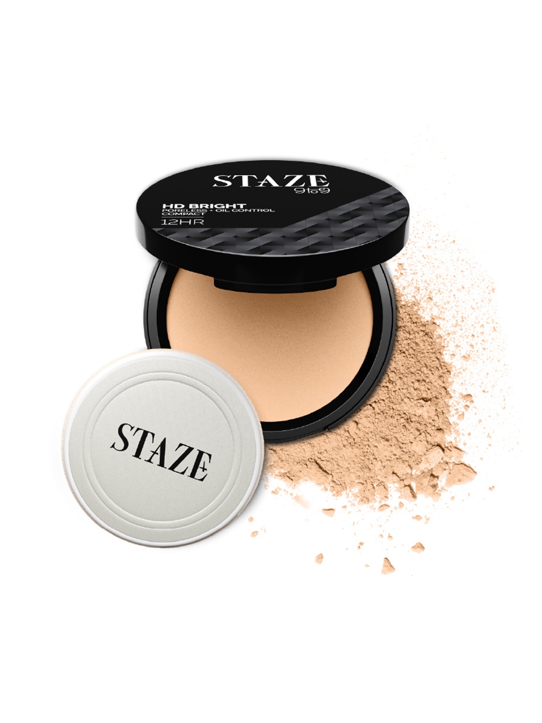 

STAZE 9to9 HD Bright Poreless + Oil Control Compact with Vitamin E 9 g - Honey 300W, Nude