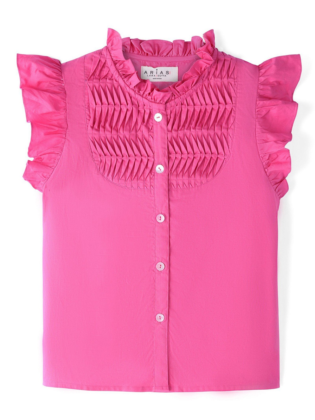

ARIAS By LARA DUTTA Girls Mandarin Collar Shirt Style Top, Pink