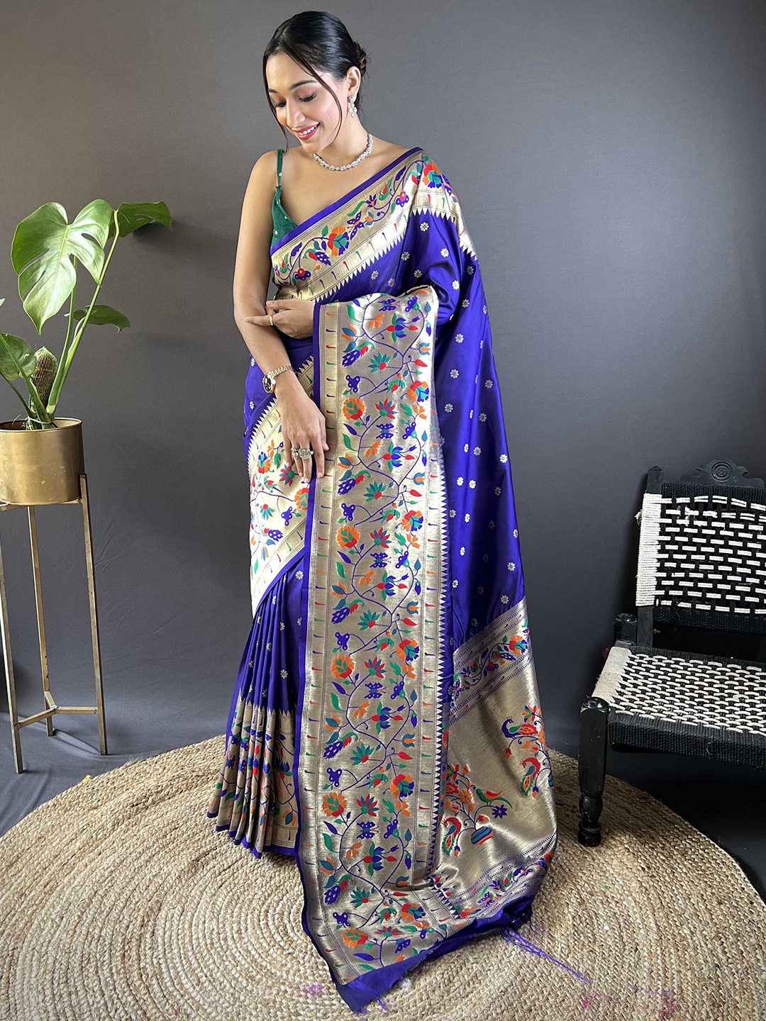 

Mitera Woven Design Zari Paithani Saree, Blue