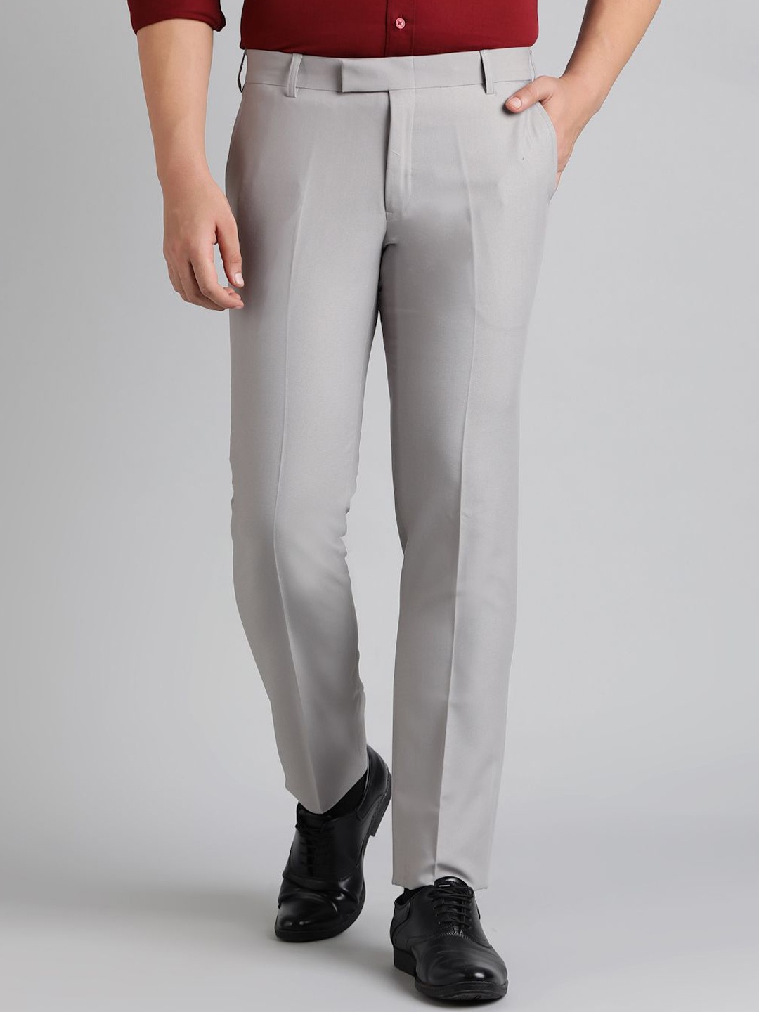 

METAL Men Slim Fit Trousers, Grey