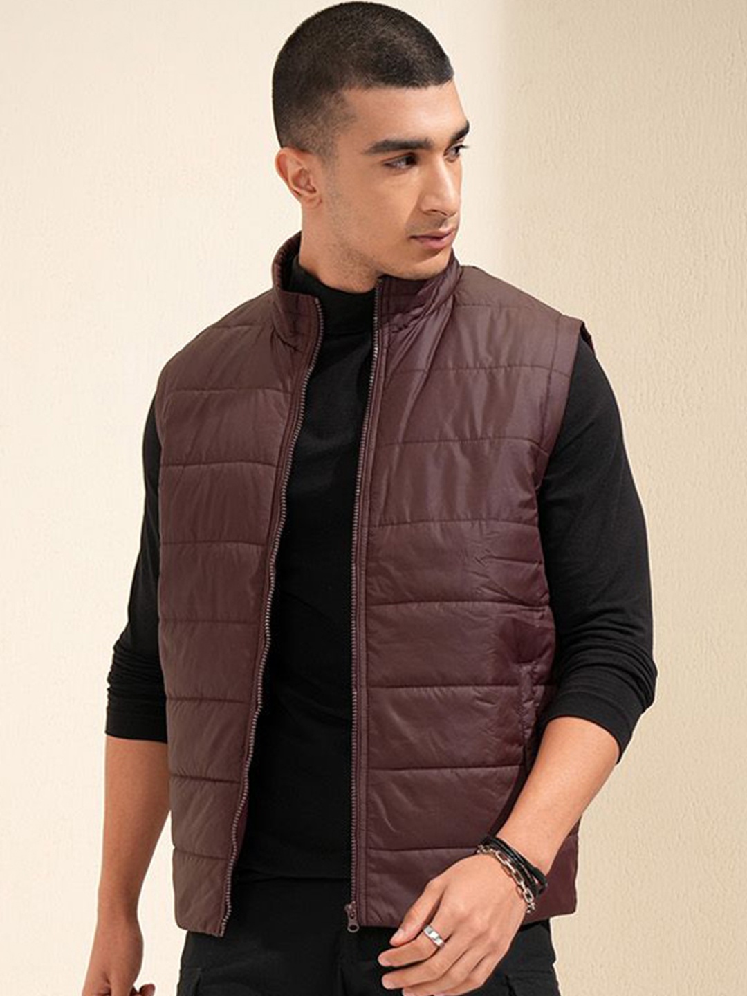 

HIGHLANDER Men Crop Puffer Jacket, Brown