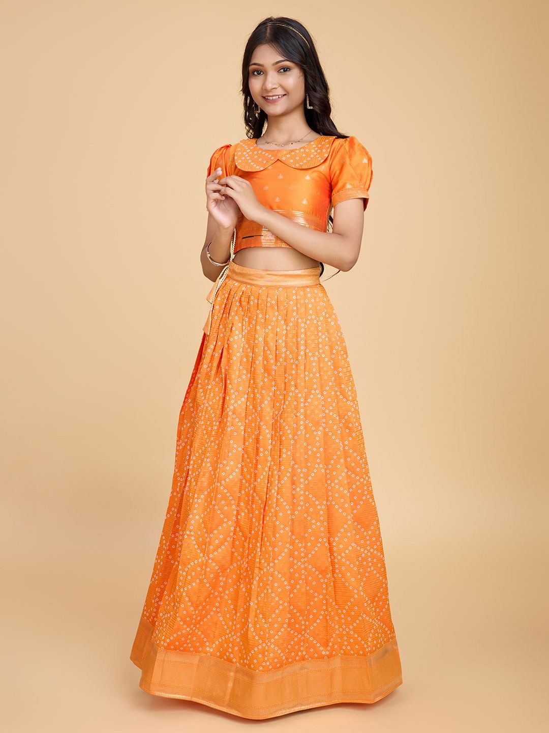 

Tasarika Girls Ready to Wear Lehenga &, Orange