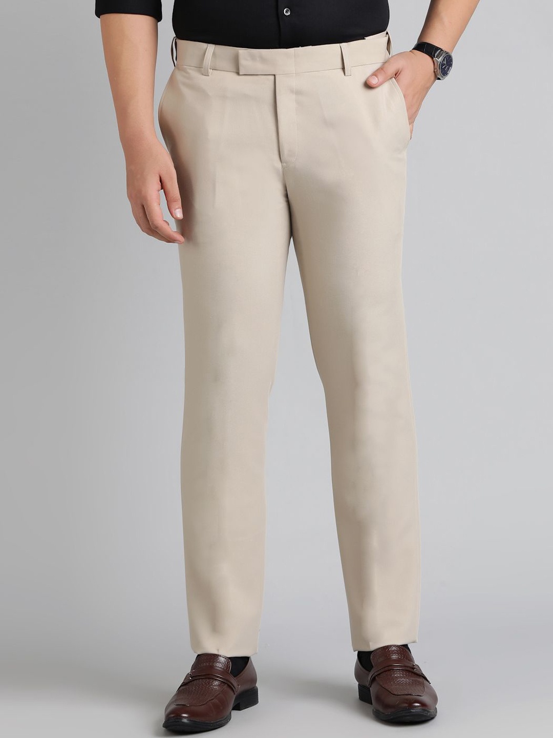 

METAL Men Slim Fit Trousers, Cream