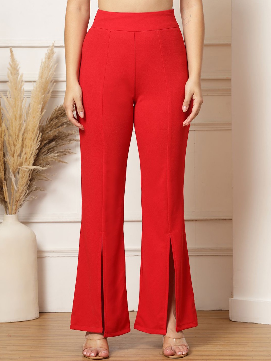 

aayu Women Relaxed High-Rise Trousers, Red