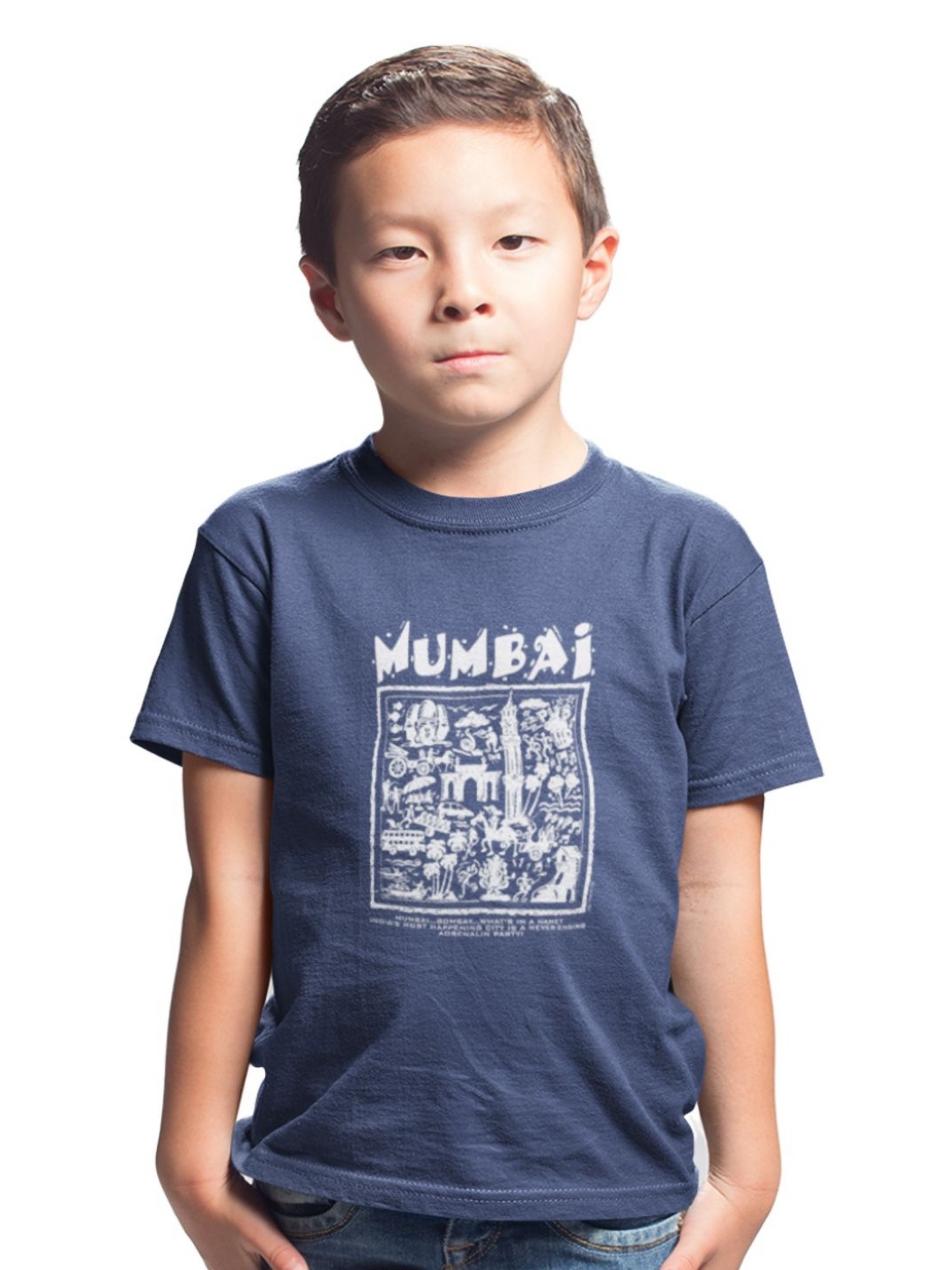 

Tantra Kids Typography Printed Pockets T-shirt, Navy blue