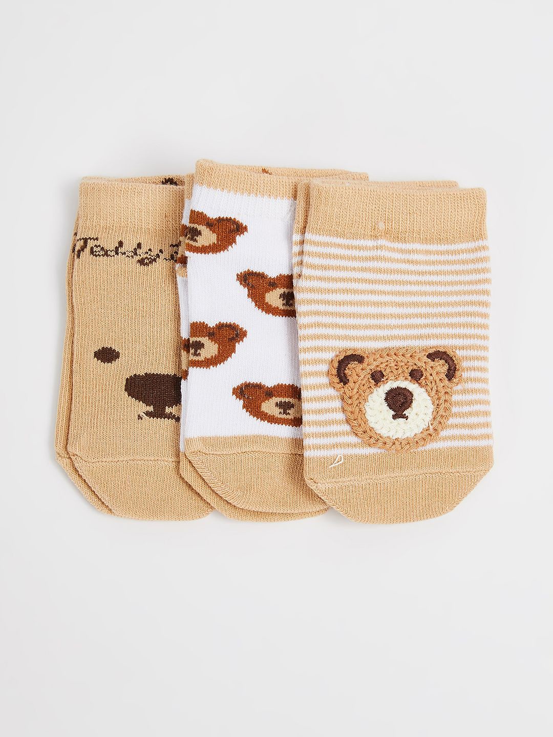 

max Infant Boys Pack Of 3 Patterned Printed Shoe-Liner Socks, White