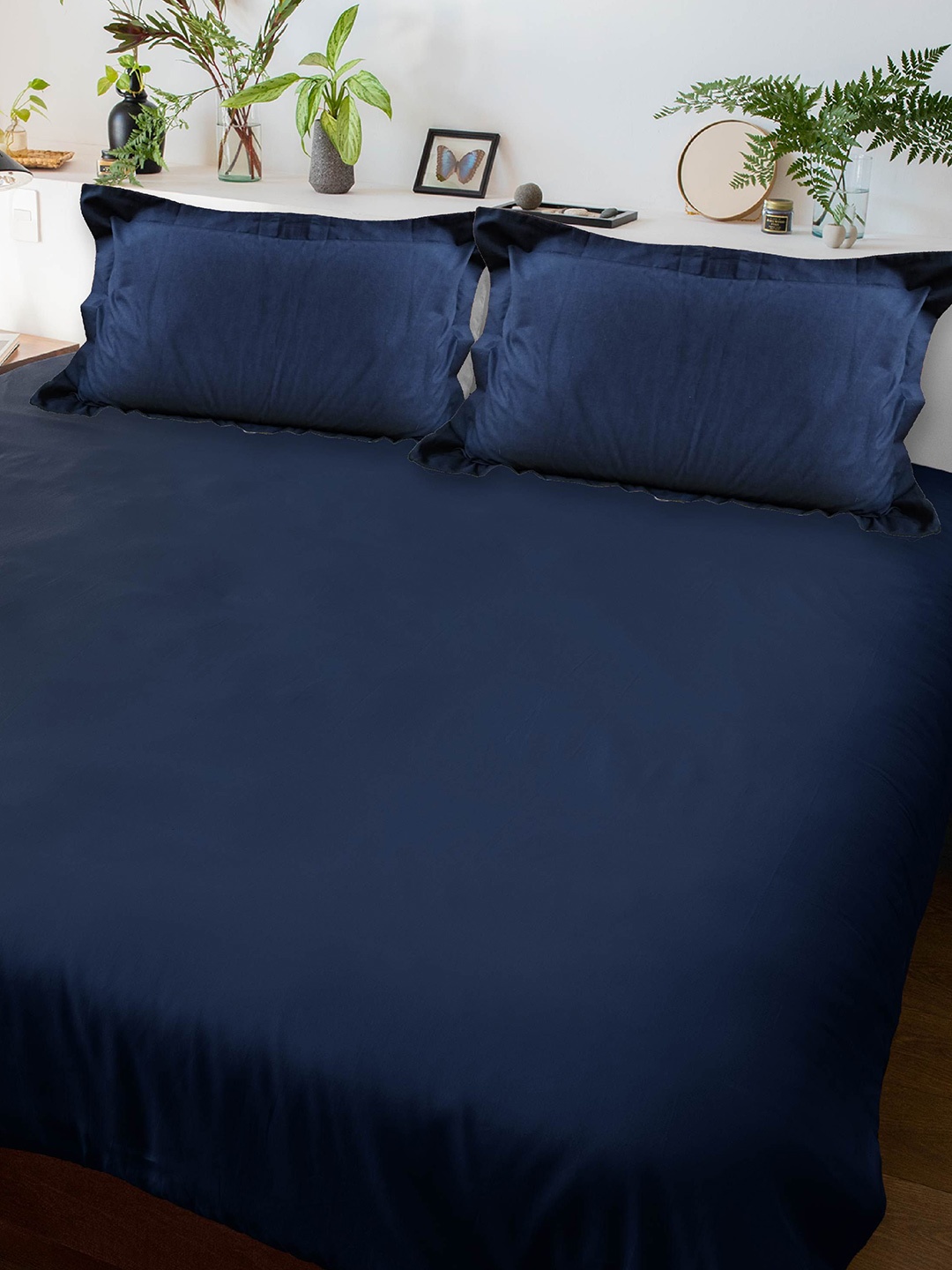 

10club Blue Queen Cotton Bedsheet with 2 Pillow Covers 2.20 m X 2.50 m