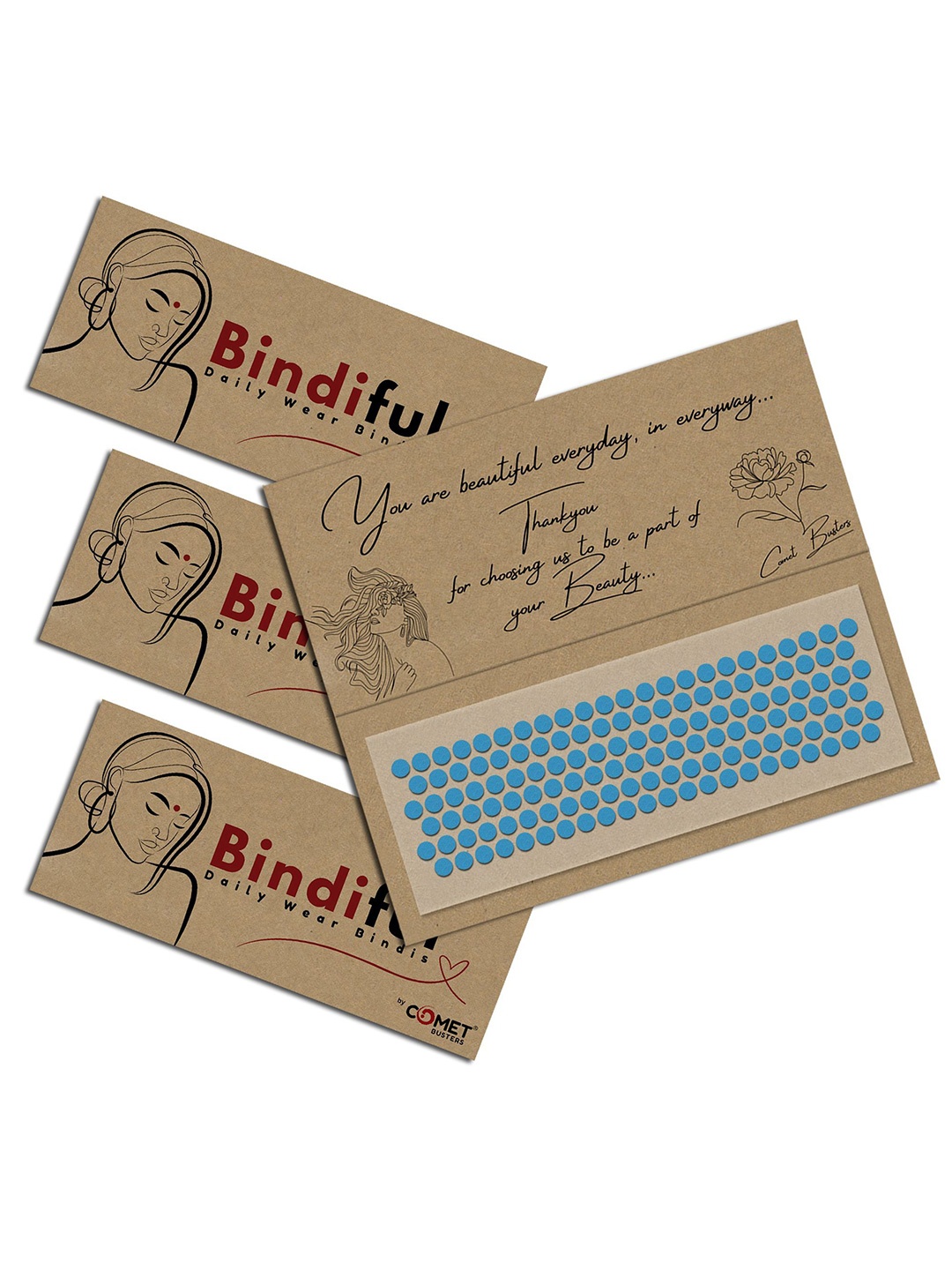 

Comet Busters Bindiful Set Of 3 Traditional Bindis - Turquoise Blue