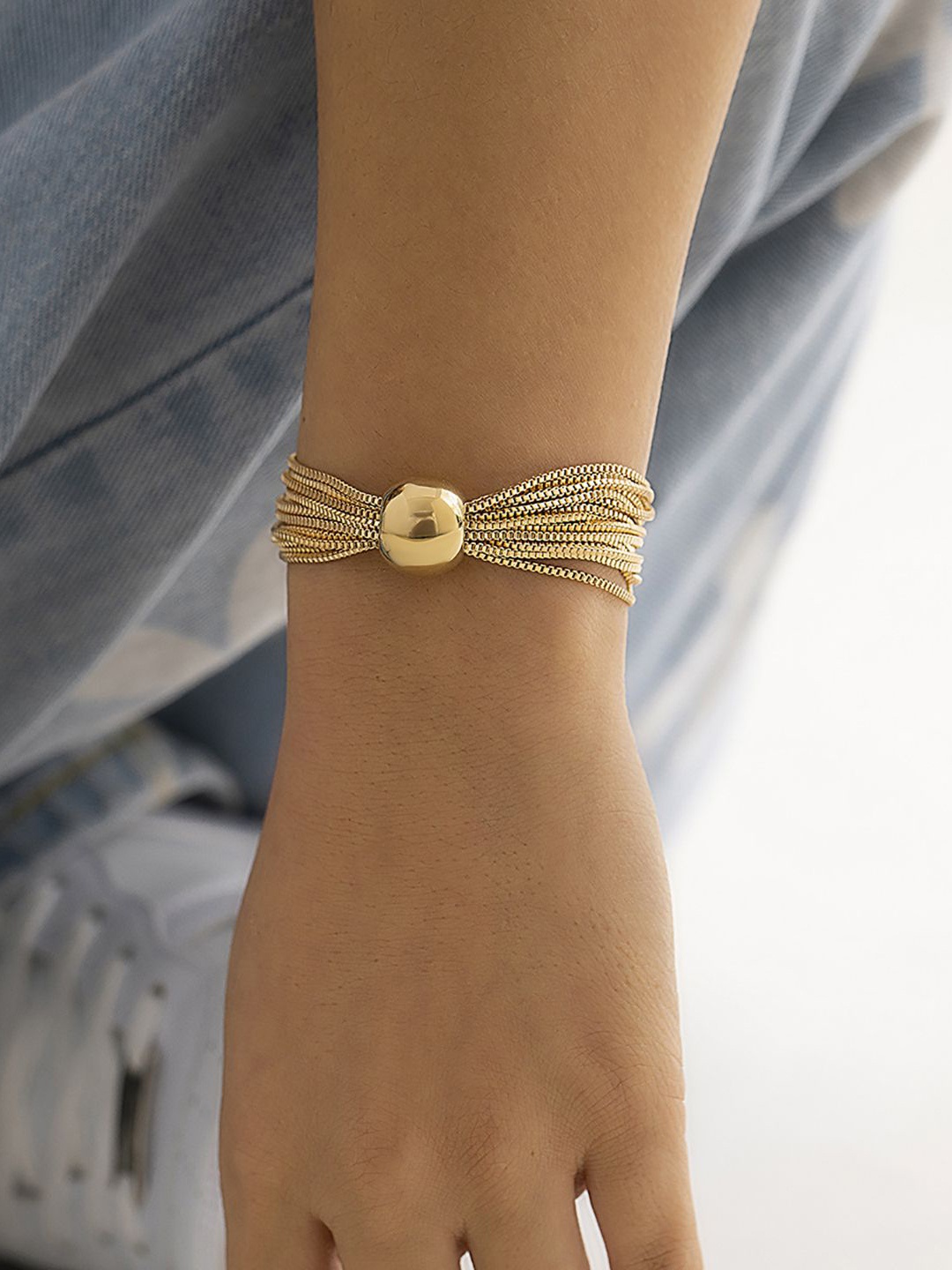 

StyleCast x Revolte Women Handcrafted Gold-Plated Multistrand Bracelet