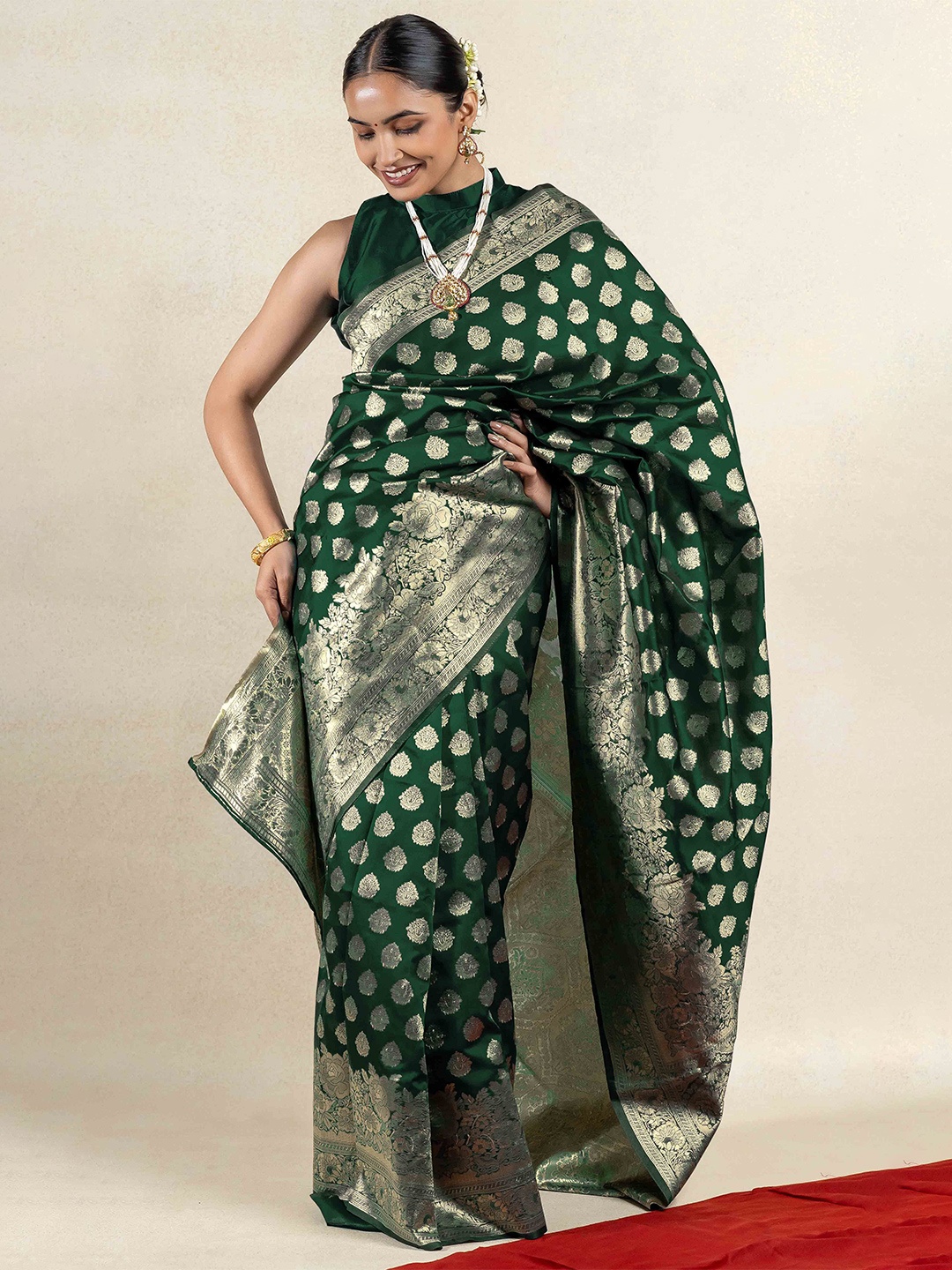 

Subham Woven Design Zari Banarasi Saree, Green