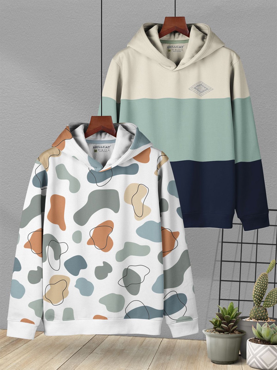 

HELLCAT Boys Pack of 2 Printed Hooded Sweatshirt, White