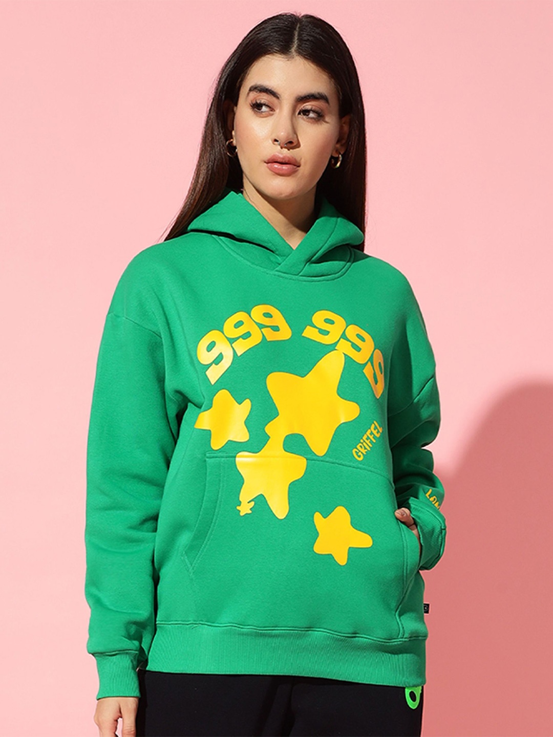 

GRIFFEL Women Printed Pullover Hooded Sweatshirt, Green