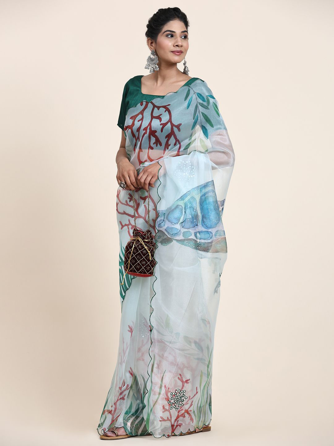 

Anouk Floral Organza Saree, Blue