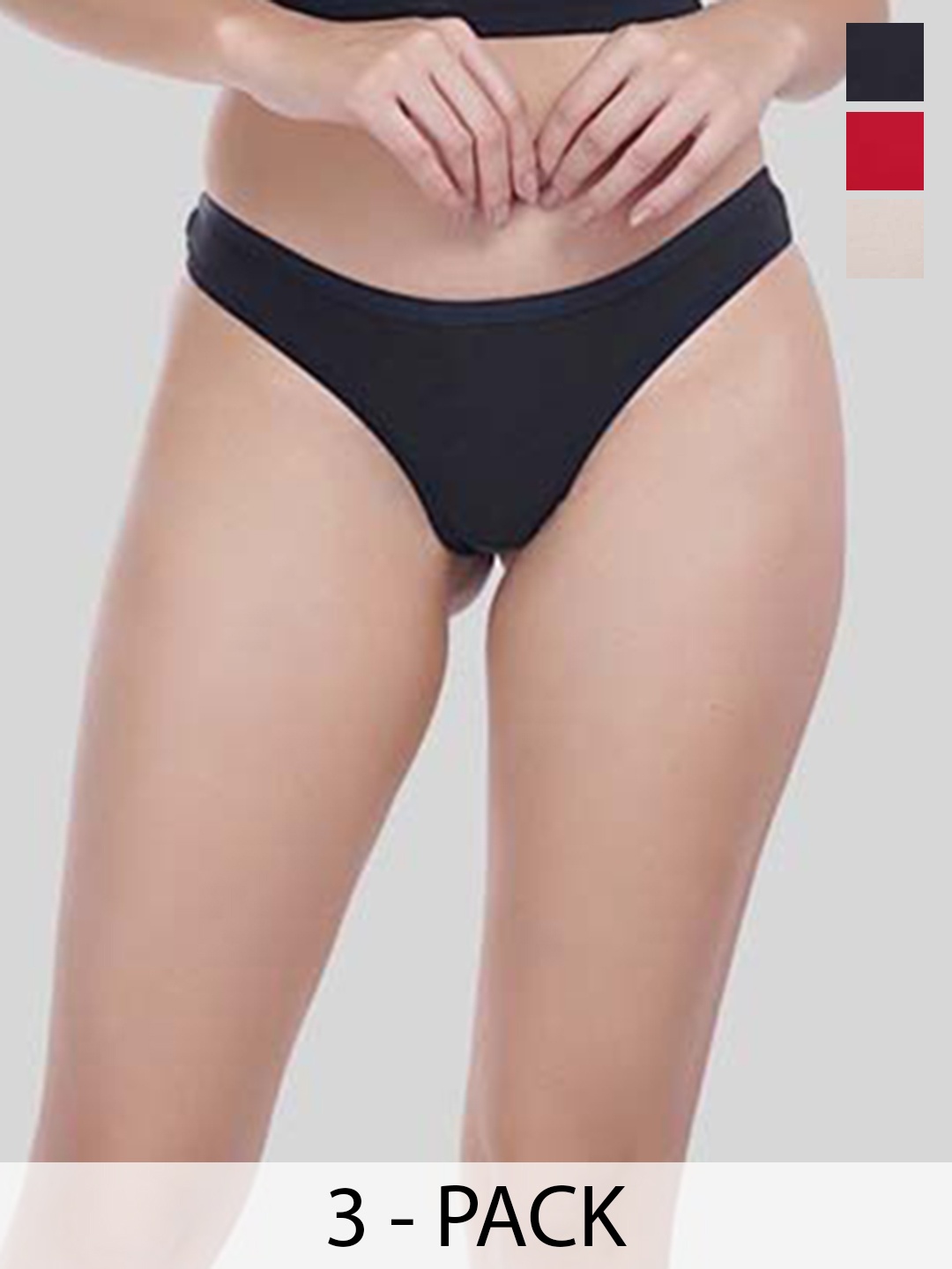 

YOU FOREVER Women Pack Of 3 Thongs Briefs, Black