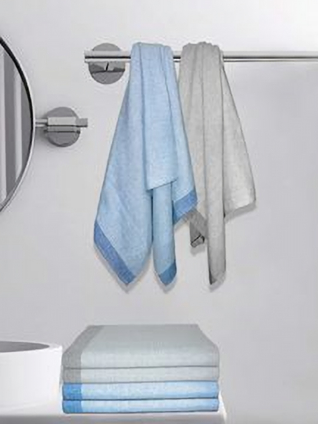 

Aura Blue & Grey 5 Cotton 210 GSM Bath Towel