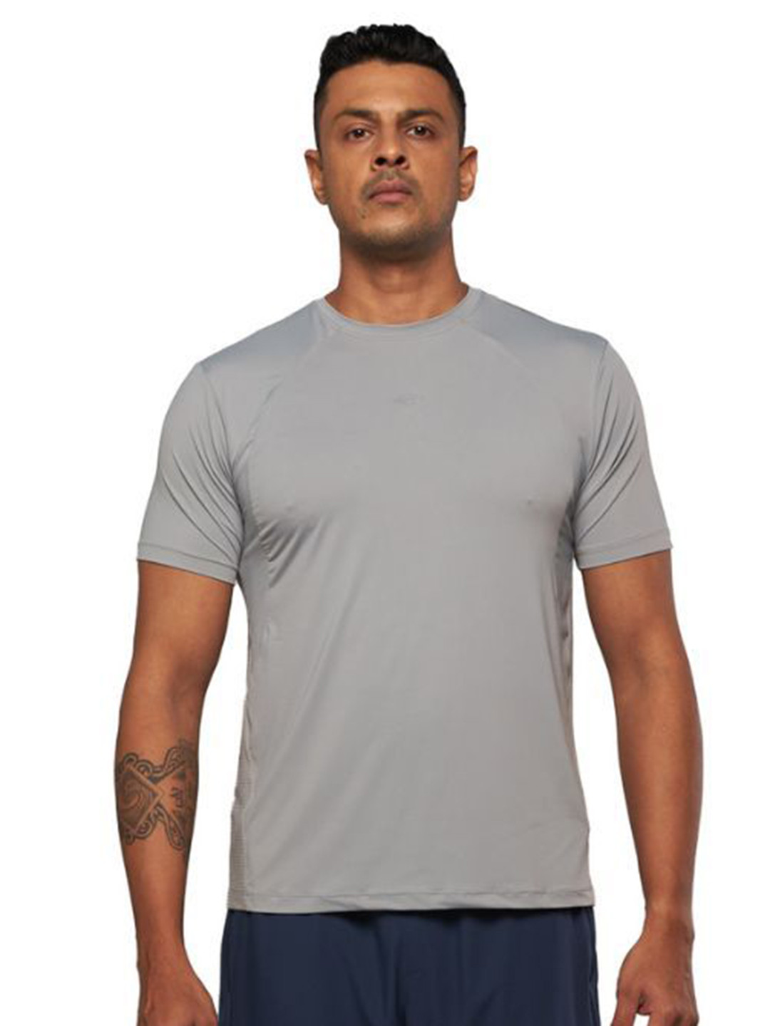 

STRCH Men Mandarin Collar Anti Odour Pockets T-shirt, Grey