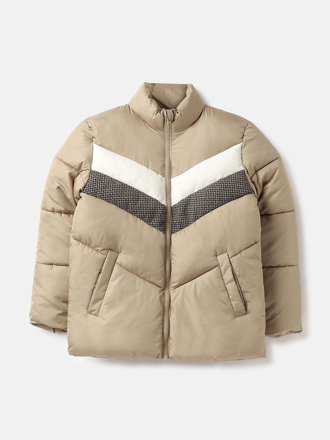 

United Colors of Benetton Boys Colourblocked Puffer Jacket, Beige