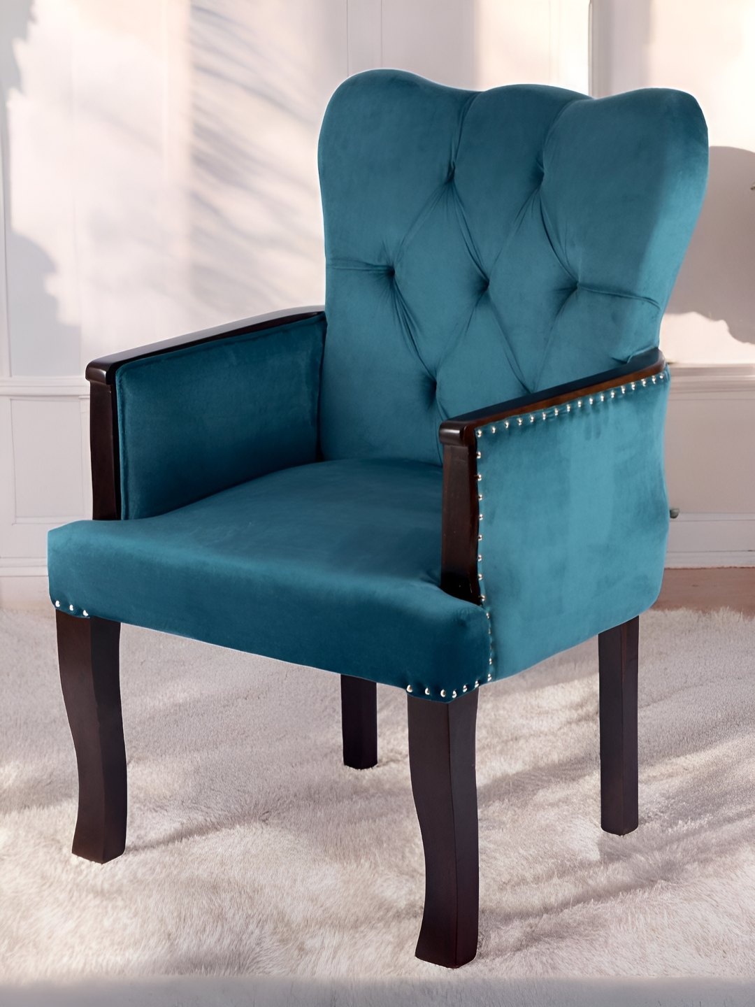 

Ikiriya Turquoise Blue Wooded Lounge Chair