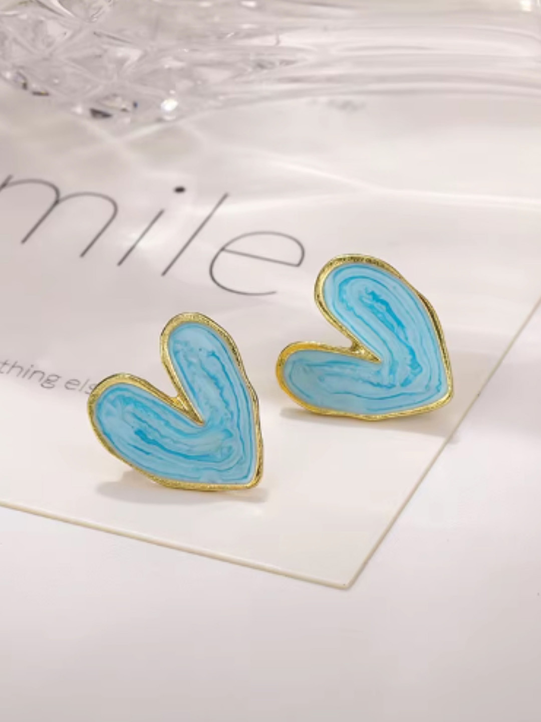 

SUBHAGALANKAR Heart Shaped Studs Earrings, Blue