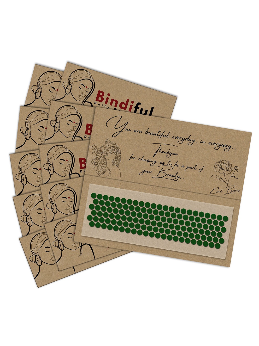 

Comet Busters Bindiful Set Of 10 Traditional Bindis - Dark Green
