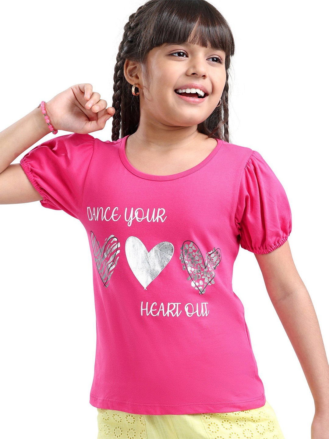 

ARIAS By LARA DUTTA Girls Typography Printed Cotton Top, Pink
