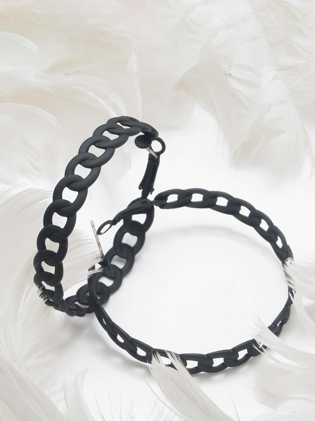 

Maansh Contemporary Hoop Earrings, Black