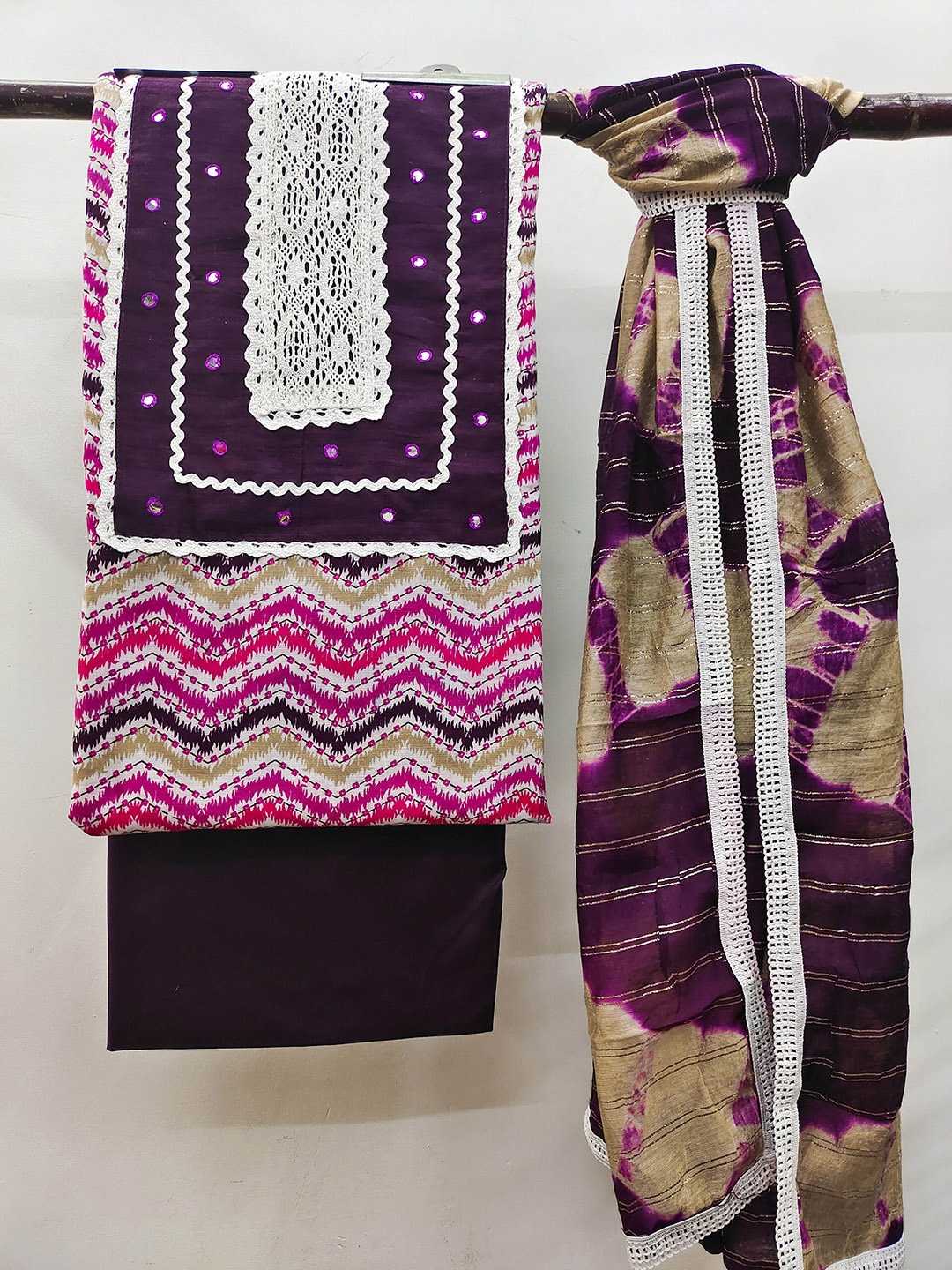 

Maroosh Embellished Unstitched Dress Material, Purple